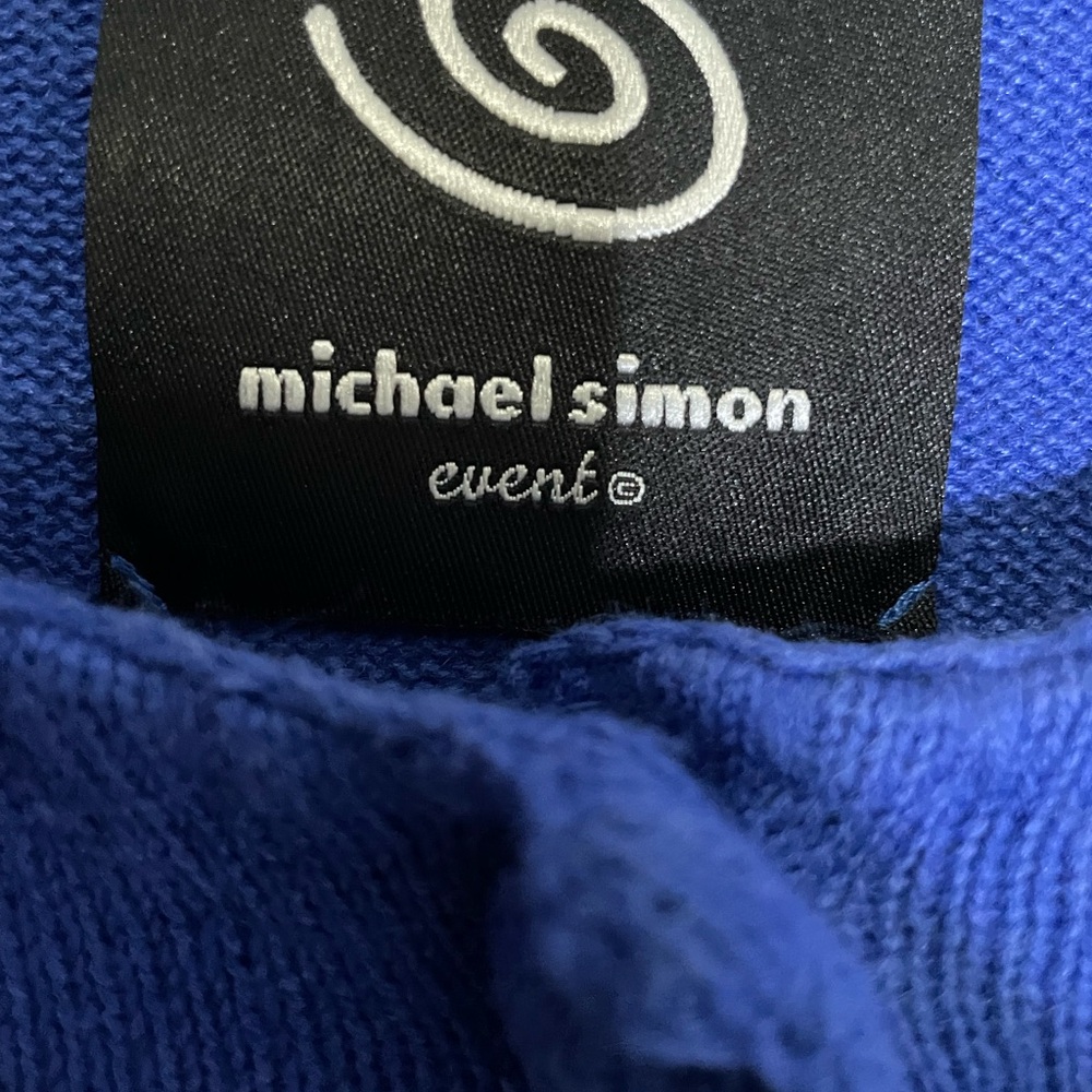 Michael Simon Event vintage blue cat on fence in moonlight cardigan - Picture 2 of 5
